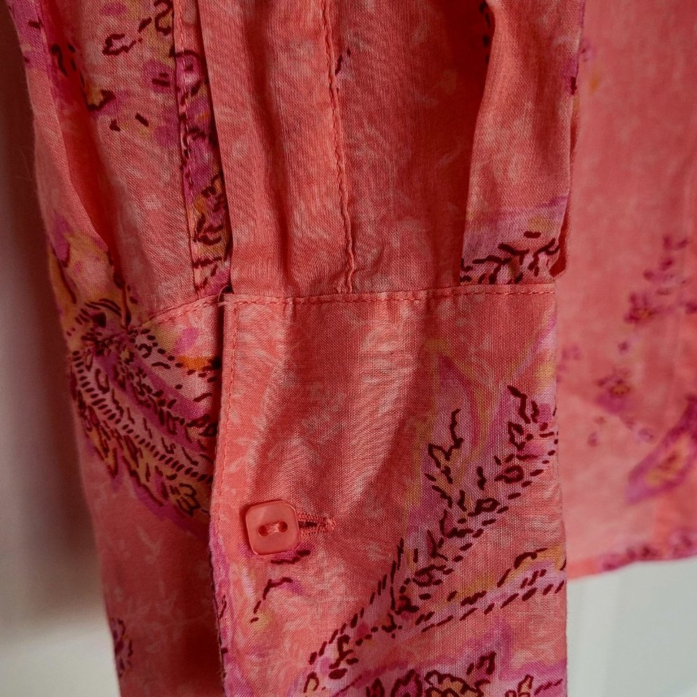 First Issue Women's Light Pink Coral Fitted Shirt, Luxurious 100% Cotton, Large, - Picture 7 of 13